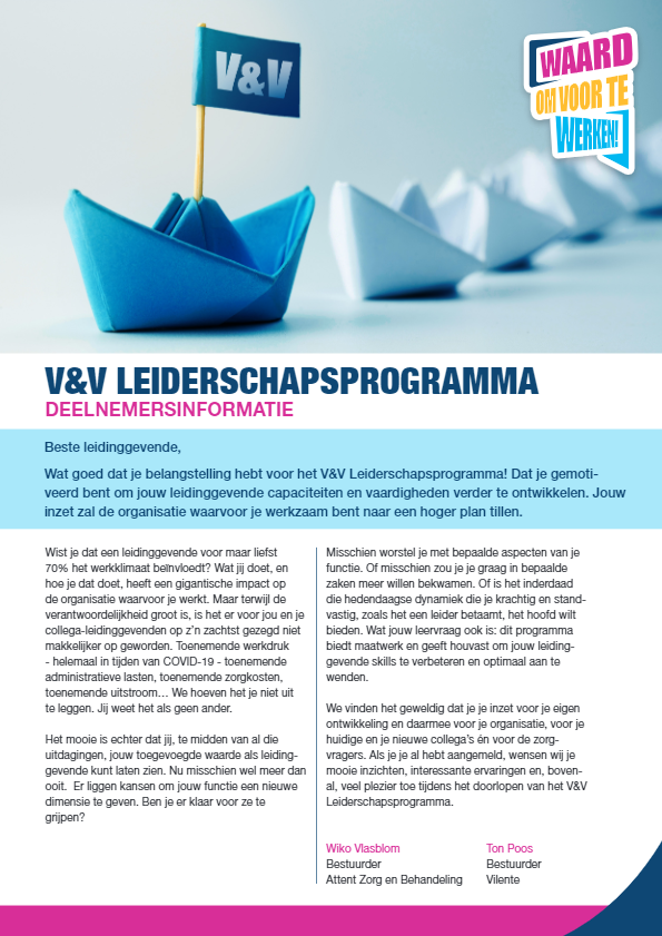 Brochure V&V Leiderschapsprogramma
